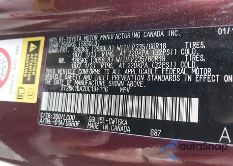 2013 Lexus Rx 350 z USA, uszkodzony, nr VIN 2T2BK1BA2DC194116